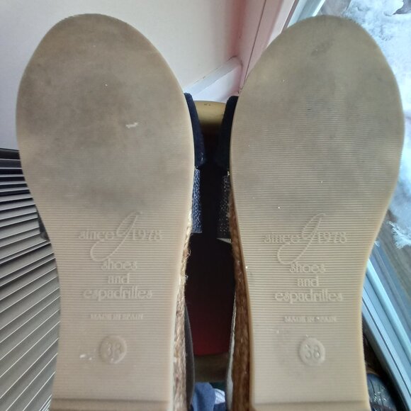 Gaimo Nover Black Suede Metallic Elastic X Band Low Wedge Espadrilles 38 / 7-7.5 - Picture 13 of 16